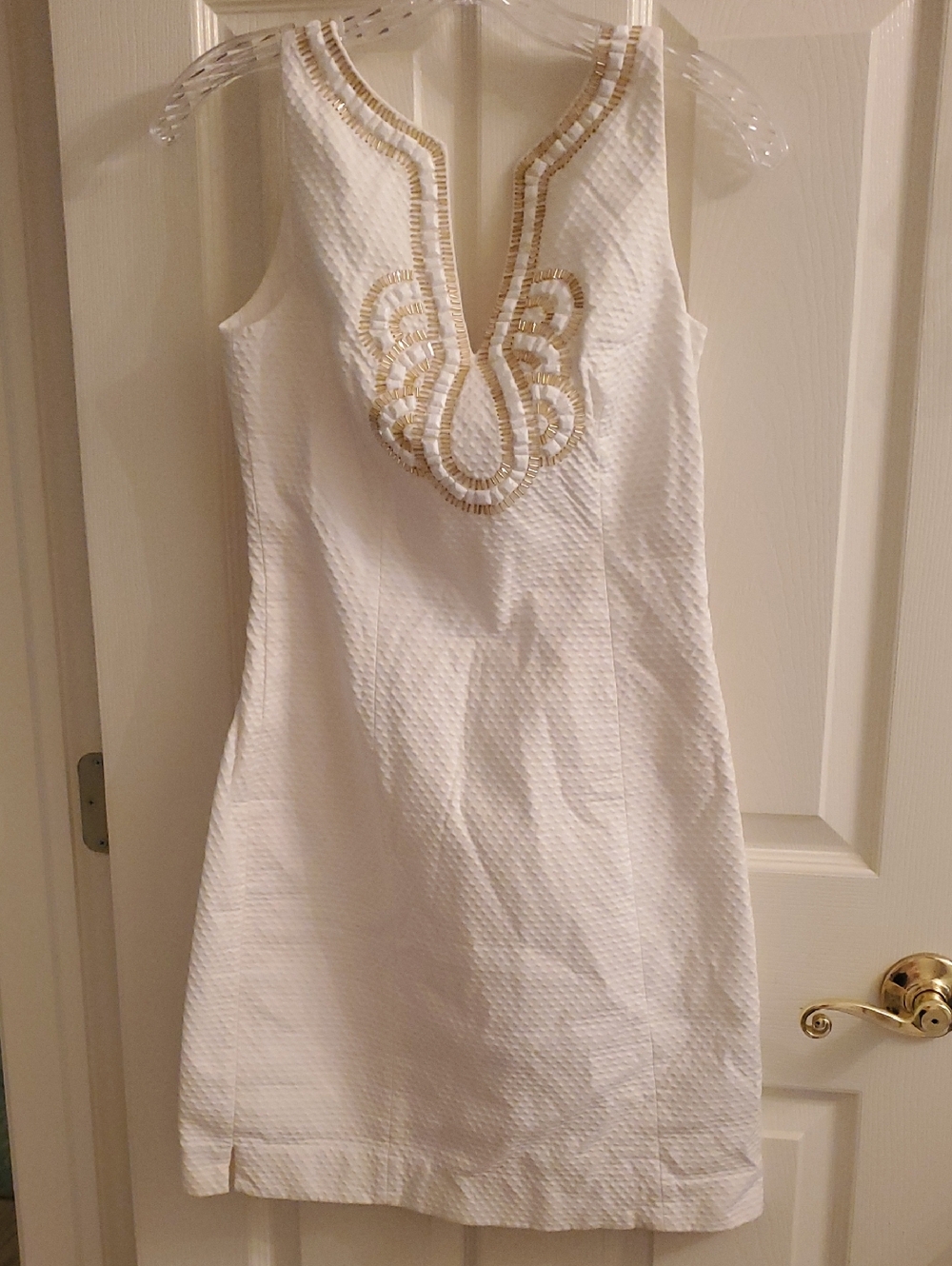 Lilly Pulitzer Dress Janice Shift cotton Embellished Women Dress white